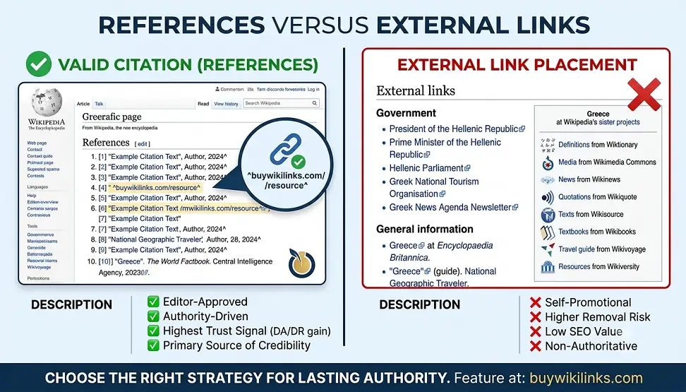 References Versus External Links
