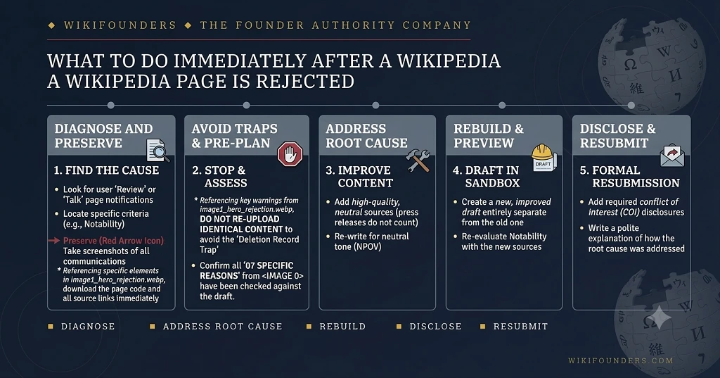 What to Do Immediately After a Wikipedia Page Is Rejected