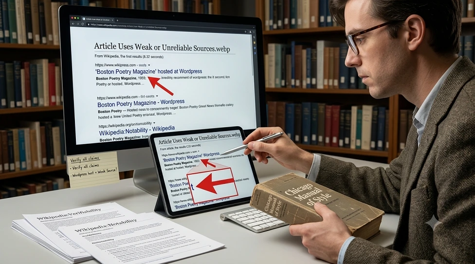 Wikipedia Article Uses Weak or Unreliable Sources