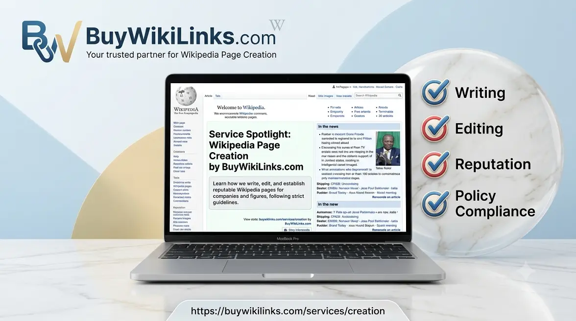 Wikipedia page creation service